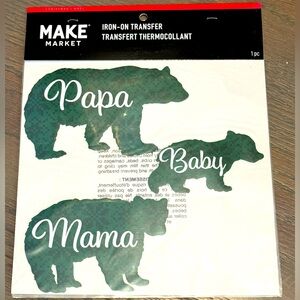Bear Family Iron-On Transfers Family Mama Papa Baby Bear